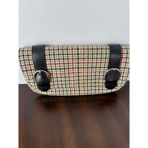 Ann Taylor Loft Tweed Plaid Small Shoulder Bag Clutch Buckle Detail